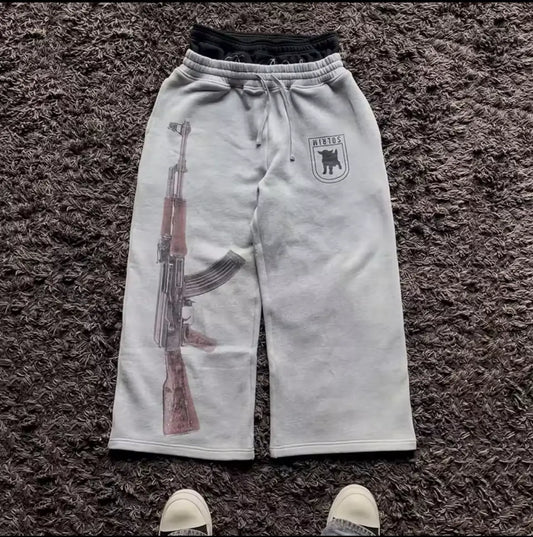 AK Baggy Sweat Pants Comfortable EMBROIDERED